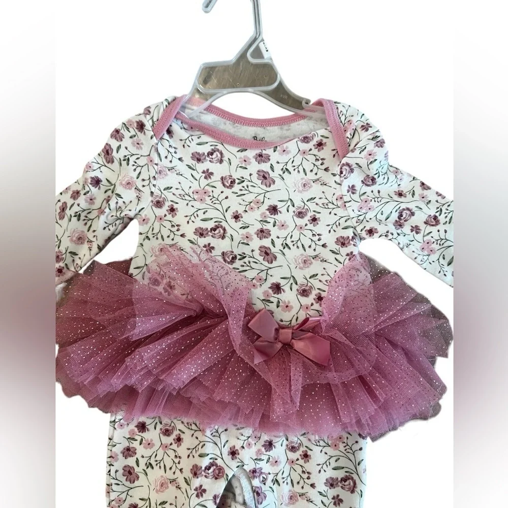 Baby Essentials Floral Tutu Onesie Footie 6 months
